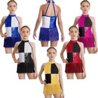 Kids Girls Leotard Performance Bodysuit Gymnastic Dancewear Fringed Dress Jazz