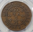 1770 Angola Copper 1 4 Macuta Pcgs Xf-40 Richard August Collection