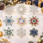 Luxury Christmas Tree Brooch Snowflake Reindeer Pin Crystal Fall Autumn Jewelry
