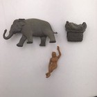 Marx Super Circus Elephant Howdah   Rider Rubber Figure Vintage 1950s Lot Of 3