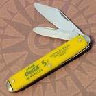 Coca Cola Coke Advertising Knife Made In Usa 2 Blade Jack Smooth Yellow Handles