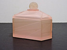 Art Deco Frosted Pink Satin Glass Lidded Geometric Vanity Powder Jar
