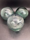 3 Vintage Japanese Teal Green Glass Fishing Floats 3 25    Nautical Ocean Decor