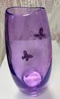 New- Blown Glass Vase 24  Lead Crystal Amethyst Teleflora Butterflies Czech Rep