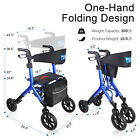 Heavy Duty Folding 300lb Rolling Wide Seat Rollator Walker With 4 Wheels Red Us