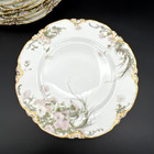 Set Of 8 Antique Haviland H co l  Feu De Four Pink Aster 9 1 2  Dinner Plates