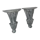 Vintage Large Wooden Corbel Wall Shelf Pair Sconce Neoclassic Carved Painted 