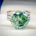 10ct Solitaire Green Moissanite Bridal Ring 925 Sterling Silver Size 4-9 Wg