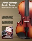 Violin 4 4 Full Size Fiddle Set Solidwood For Beginners Glossy Brown