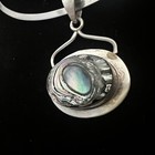 Vintage Taxco Abalone Pendant Necklace Sterling Silver