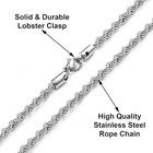 2mm Stainless Steel Silver Rope Chain Necklace For Men And Women 16 - 30 
