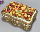 Antique Dresser Box casket Porcelain Fruits Brass Frame  6 5   l Germany 19thc