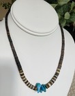 Native American Turquoise Nugget Multi Graduated Bead Heishi Necklace 16   