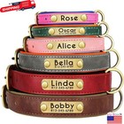 Soft Leather Personalized Dog Collar Id Tag Engraved For Small Medium Large Dogs