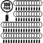 100pcs Curtain Rings With Clips  Premium Drapery Clips 1 5  I D 100 Pcs Black