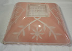 Vintage Pink Glass Ceiling Light Fixture Shade Art Deco Floral Scalloped Edge 