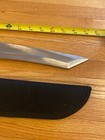 19  Long Fixed Blade Machete Knife Curved Sword Black Silver W Sheath Sharp Art