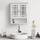 Teamson Home Neal Removable Wooden Wall Cabinet With 2 Glass Doors  White