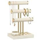 3-tier Velvet Jewelry Organizer Stand  Bracelet Display Holder  Beige Storage