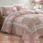 Newlake Quilt Set Queen Size  Cotton Patchwork Pink Floral Quilt Sets  Real