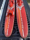 Vintage 1960s Red Children s Wooden Water Skis Sea King 49   