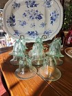 2 Antique Cloche Garden Green Glass Bell French Small  Hand Blown