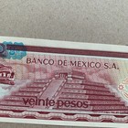 Mexican 20 Pesos Banknote  1970 s Pyramid At Teotihuacan Mexico Currency  Unc