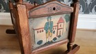 Antique 19th Century Wooden Rocking Baby Cradle With Hand Paintings 