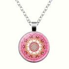3pcs Set With Fashionable Geometric Pattern Round Glass Necklace   Earrings