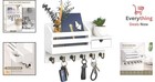 Wall Mount Key Holder Mail Organizer Wooden Entryway Rack Storage Drawer 6 Hooks