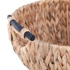 Natural Woven Water Hyacinth Decorative Bowl With Wooden Handles