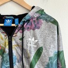 Adidas Originals Jacket Womens S Gray Floral Windbreaker Pullover 1 2 Zip Hooded