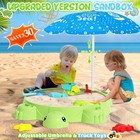 Upgraded Kids Turtle Sandbox With Lid   Adjustable Umbrella Truck Toy   8pcs