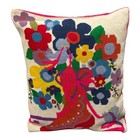 Handmade Needlepoint Floral Boot Pillow 15x13 Colorful Retro Pop Art Decor Fab
