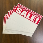 Going Out Of Business Sale Signs- Red white  Cards-11 w X 7 h- 5 Pieces
