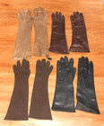 Vintage Lot Of 5 Short 5 Long Pair Ladies Gloves Cloth   Leather  50-60 s As Is