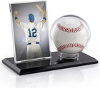 Baseball Display Case With Ball Stand And Baseball Card Holder