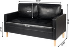 57  Modern Sofa Couch  Black Faux Leather Loveseat For Living Room  Comfy Office