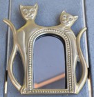 Vintage Brass Siamese Cat Easel Vanity Mirror