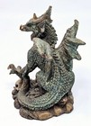 Dragon With Skulls Green Gold Figurine Mythical Fantasy Collectible 4  Statuette