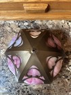 Antique Art Nouveau Pink Slag Glass Lamp Shade Filigree Frame