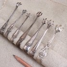 Lot 7 Antique Sterling Silver Sugar Tongs American 149g Figural Claw Pincer Vtg
