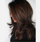 Women Dark Brown W gold Highlight Ombre Shoulder Length Curly Hair Wig-    
