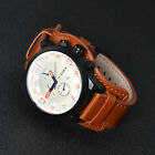 Fashion Mens Date Stainless Steel Watch Leather Analog Quartz Sports Wrist Watch
