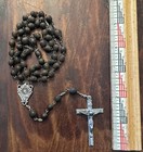 Antique Black Bead Catholic Rosary  Sterling Silver Crucifix   Medal  Italy