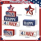 4 Pcs Farmhouse 4th Of July Patriotic Table Sign Independence Day Wood    