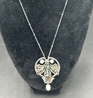 Large Antique Art Nouveau Guilloche Enamel Sterling Brooch Pendant W Chain