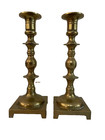 Antique Large Traditional Bronze brass Candlestick Holders - A Pair