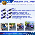6pc Suction Cup Clamp Set Car Convertible Windshield Glass Repair Kit