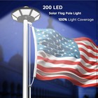 Solar Flag Pole Light Outdoor Dusk To Dawn 200 Led Brightest Black 